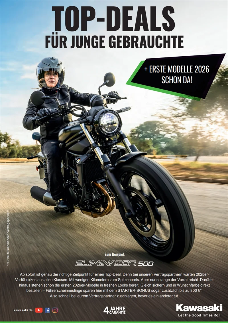 Kawasaki-Aktion: Fahrspaß trifft Preisvorteil