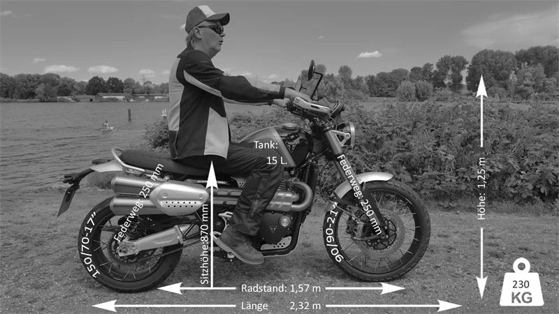 So sitzt es sich auf der neuen 1200er Scrambler. Erhaben, souverän, bitte gehen Sie auseinander!